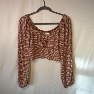 Hollister Women's Floral Women's Crop Top Size L Boho Peasant Blouse